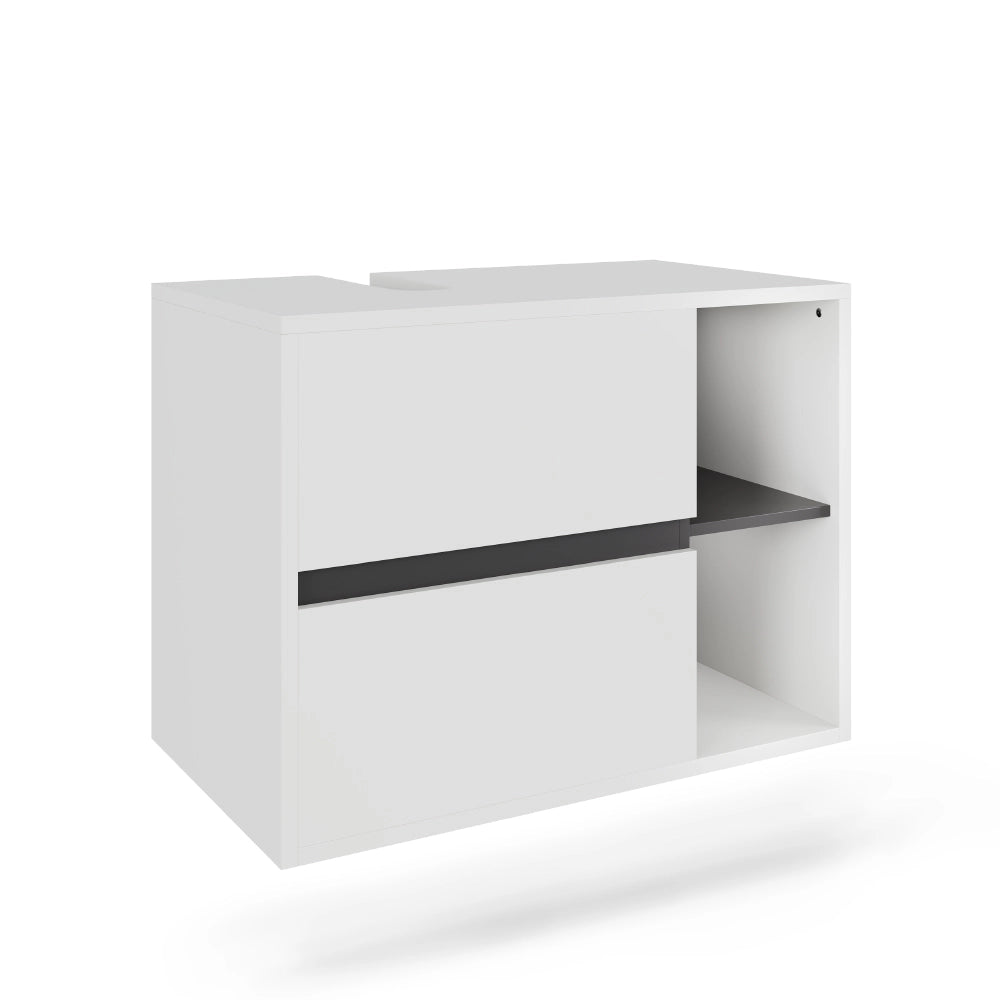 Vicco Mobiletto per lavabo Bianco/Grigio 80 x 60 cm con 2 cassetti