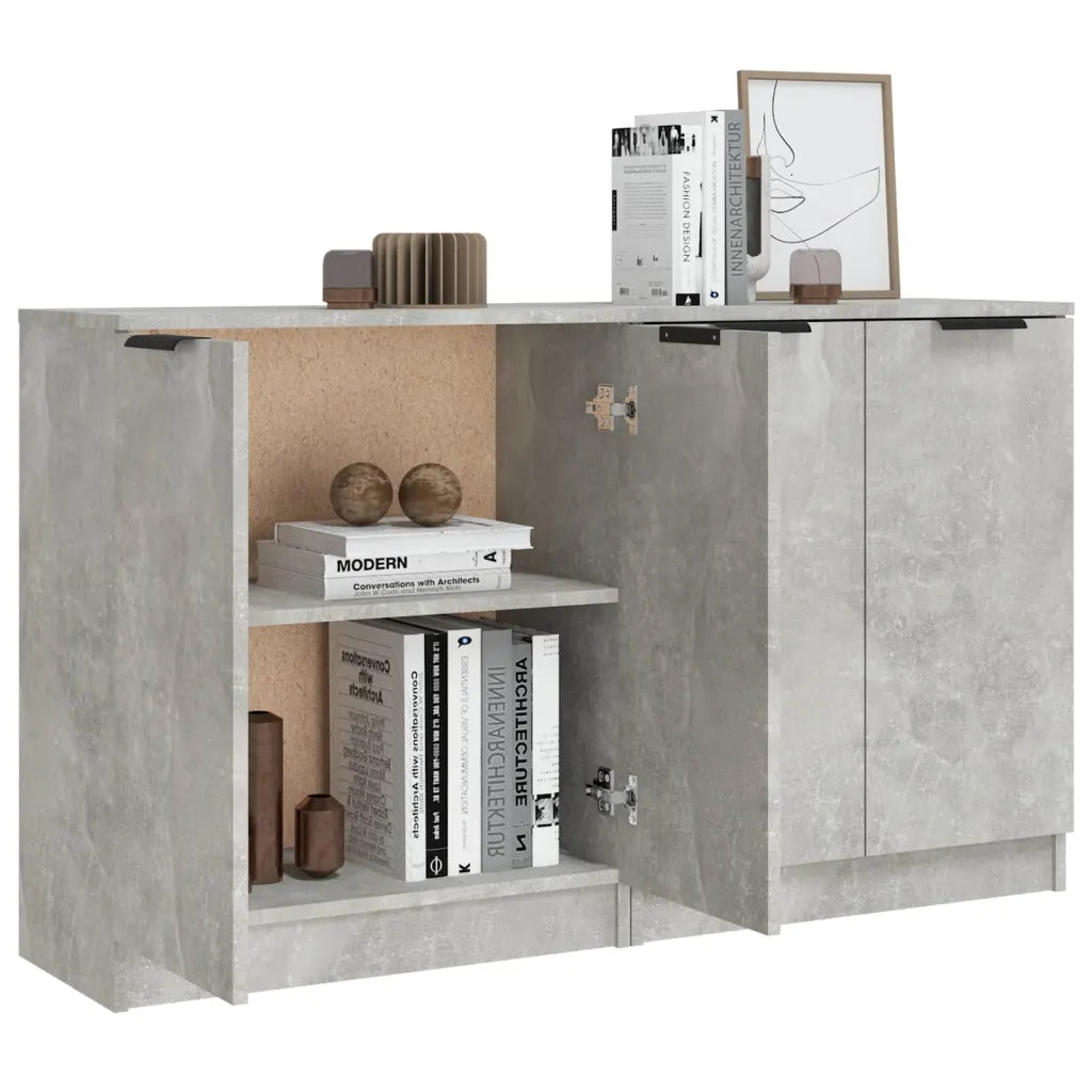 Credenze 2 pz | Madia | Buffet da pranzo | Armadio da pranzo Grigio Cemento 60x30x70 cm in Legno Multistrato