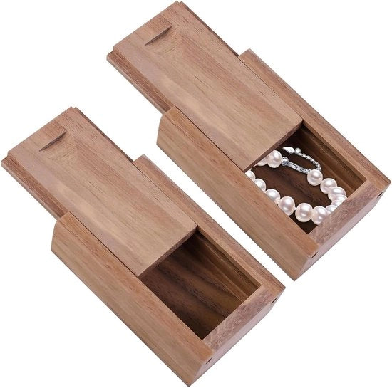Scatola di Regalo in Legno con Coperchio e Coperchio Scorrevole per Regali di Nozze per Coppie, Nonna e Nonno - Lotto da 2 (8,2 x 1 x 2 cm)