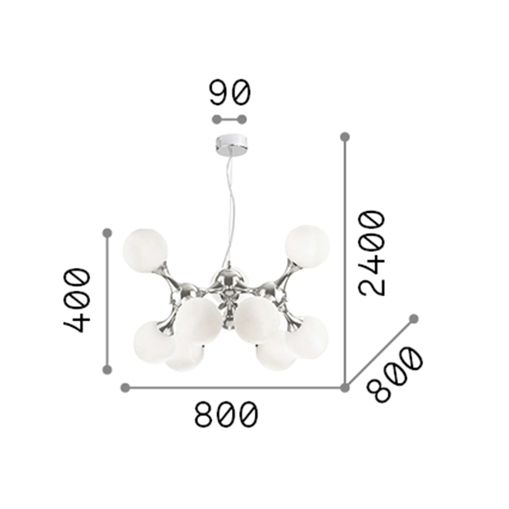 Sospensione Contemporanea Nodi Metallo Ottone 9 Luci E14