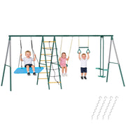 Set 5 in 1 Altalena Nido per Bambini con Anelli e Doppio Sedile ¨C zephmum ¨C Grigio 440x175x203 cm