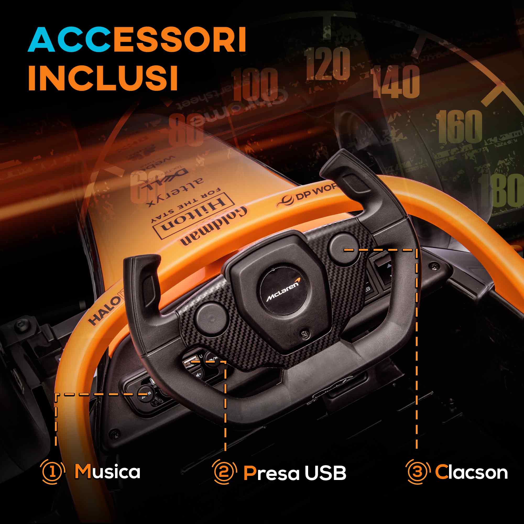 Macchina Elettrica per Bambini 12V con Licenza McLaren Racing Arancione