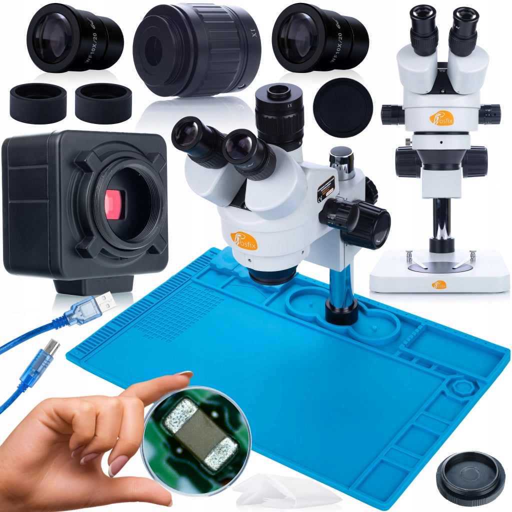 Set Microscopio Trinoculare Mercury Pro con Telecamera Crux PRO 5MP e Tappetino in Silicone – Zoom 7x-45x