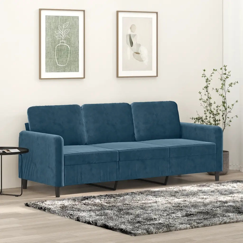 Divano a 3 Posti Blu 180 cm in Velluto 359461