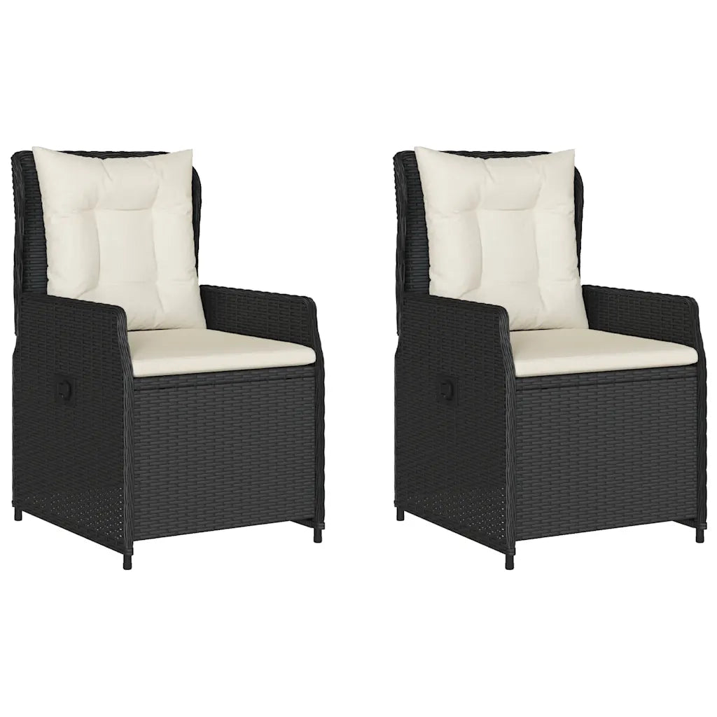 Sedie da Giardino Reclinabili 2 pz | Sedie da Esterno Nere in Polyrattan