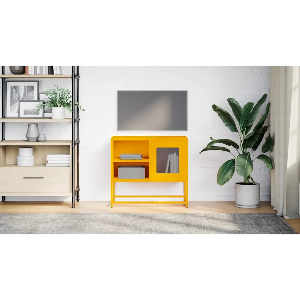 Mobile TV Giallo Senape 68x39x60,5 cm in Acciaio 853389