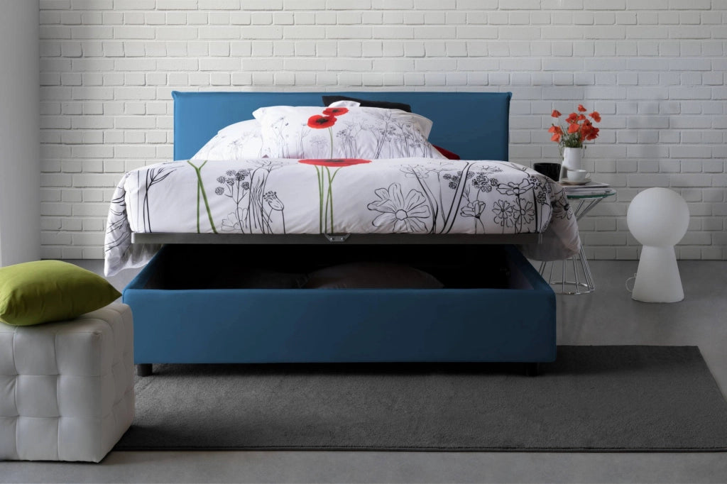 Letto Matrimoniale Ariadni, Letto Matrimoniale Materasso Incluso Made in Italy, blu
