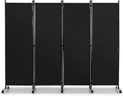 Paravento da Interno in Metallo, Separé Divisorio Interno Pieghevole con Piedini Stabili, Pannelli Divisori per Interni per Casa e Ufficio (Nero, 225 x 173 cm (4 Pannelli con ruote))