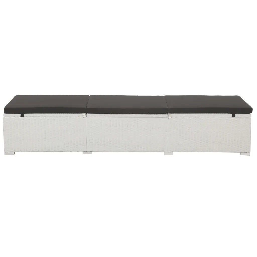 Lettino Prendisole | Sdraio da giardino | Lettino da sole con Cuscino in Polyrattan Bianco