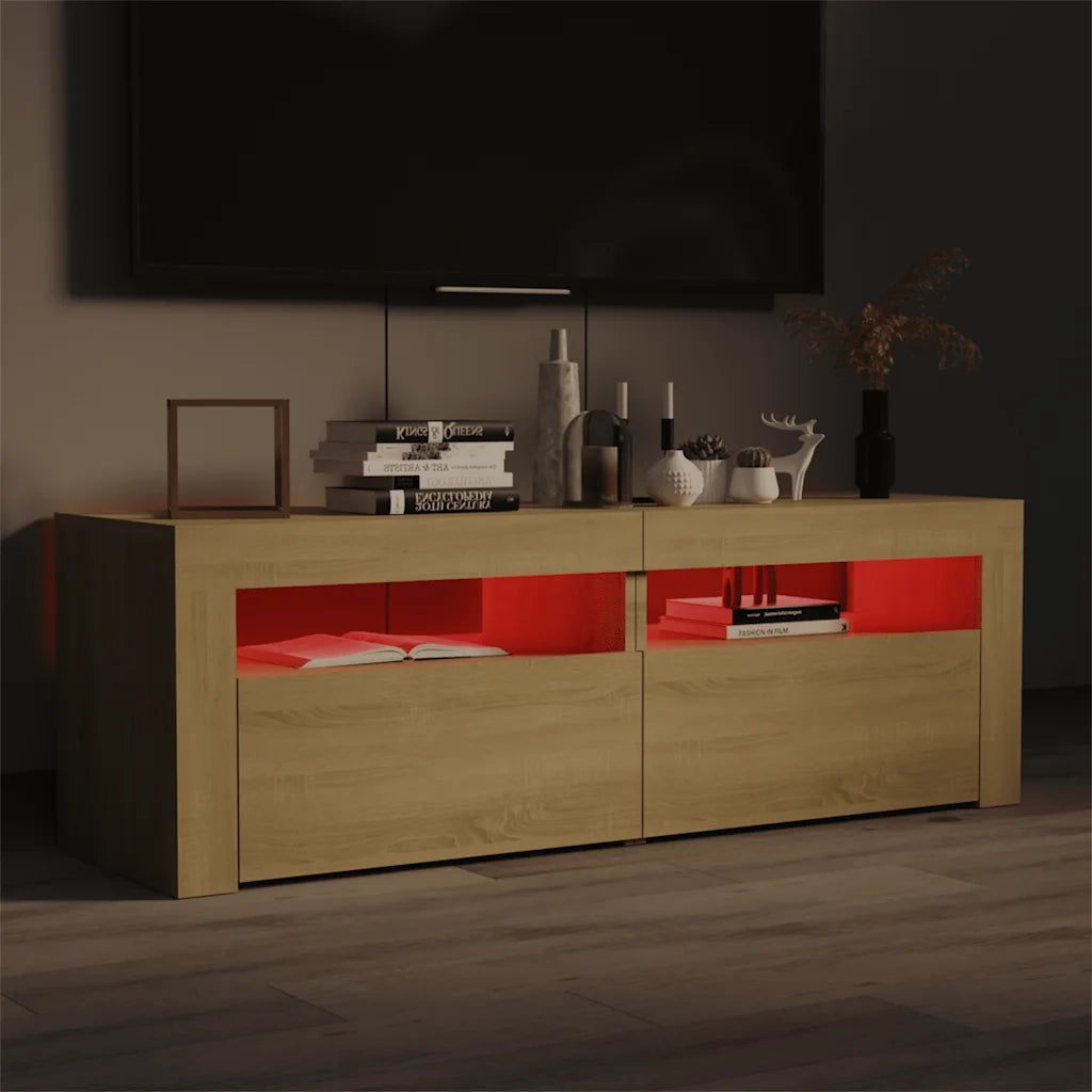 Mobile Porta TV con Luci LED Rovere Sonoma 120x35x40 cm 804358