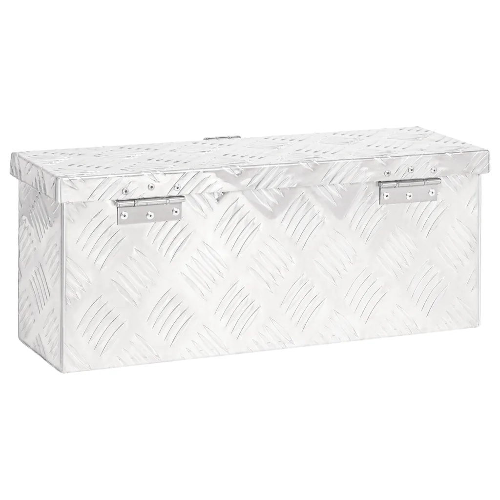 Contenitore Portaoggetti Argento 50x20,5x15 cm in Alluminio