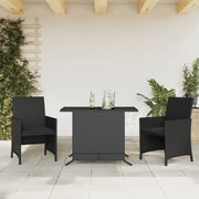 Set da BistrÃ² 3 pz con Cuscini Nero in Polyrattan