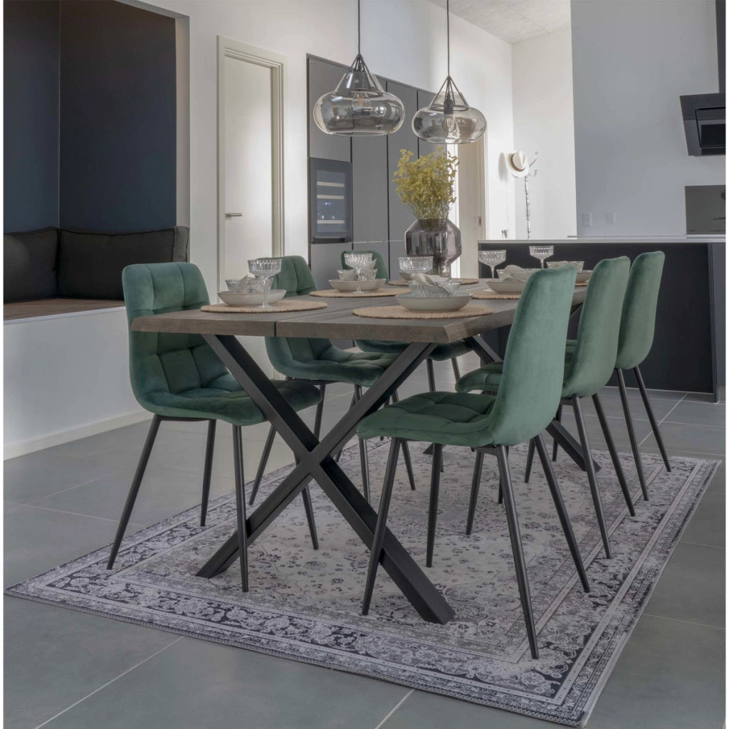 Set di 2 Sedie Middelfart, Verde, Velluto, 55x44x86 cm