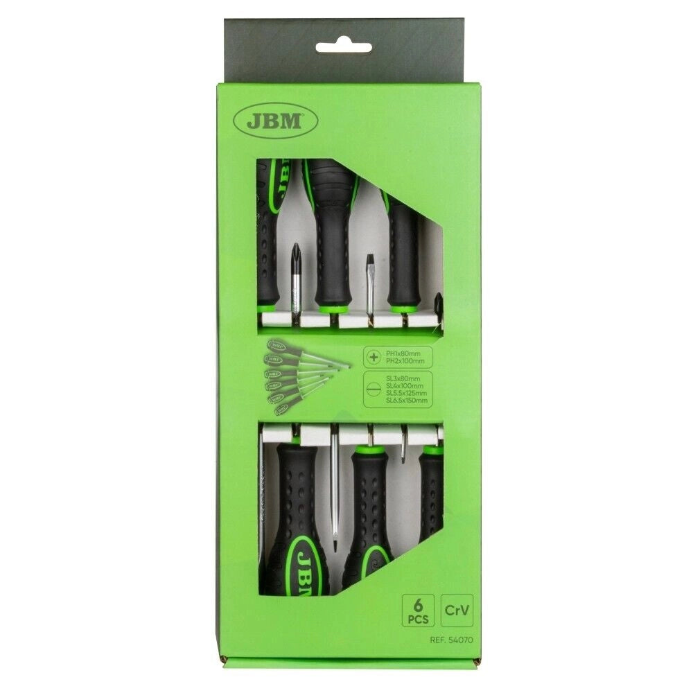 SERIE DI CACCIAVITI DA 6 Pezzi JBM KIT di GIRAVITI TAGLIO E CROCE 54070