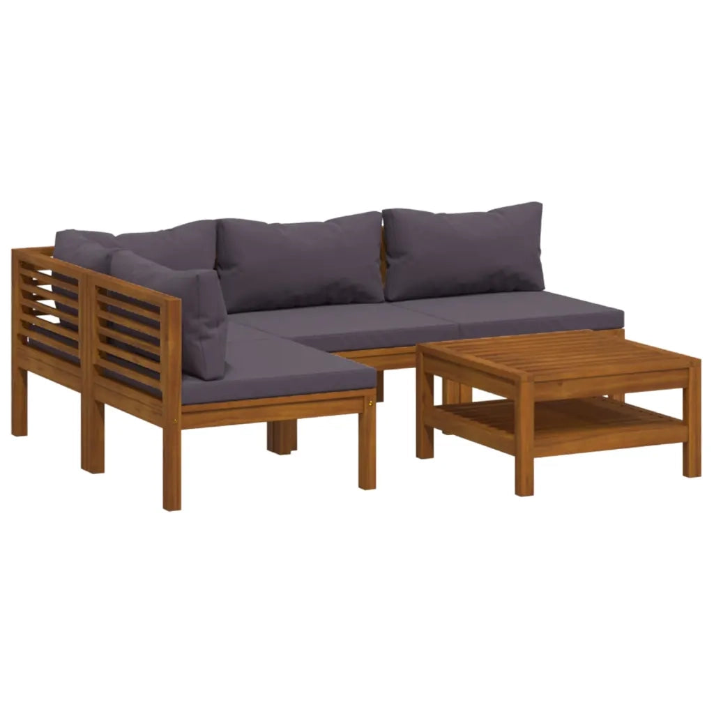 Set Divani da Giardino 5 pz con Cuscini in Massello di Acacia cod mxl 38173