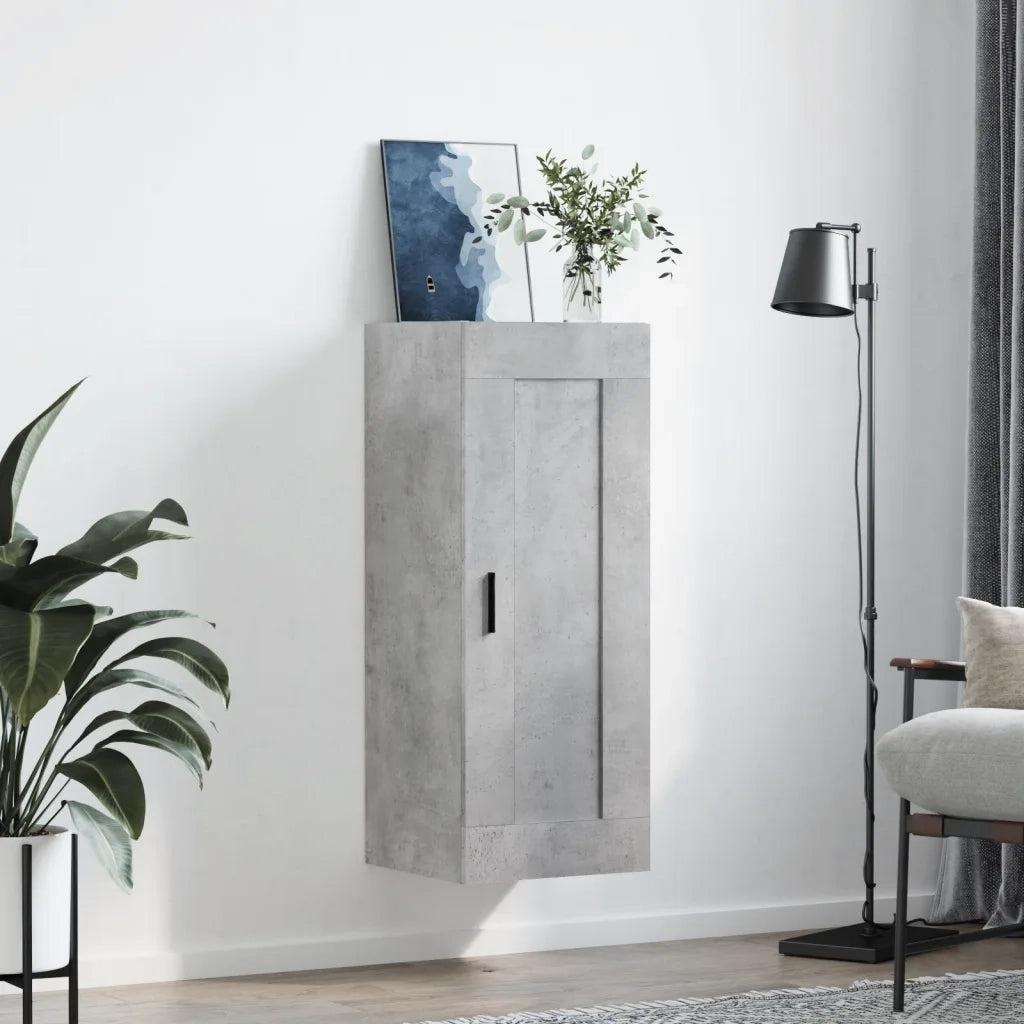 Mobile a Parete Grigio Cemento 34,5x34x90 cm Legno Multistrato 830520