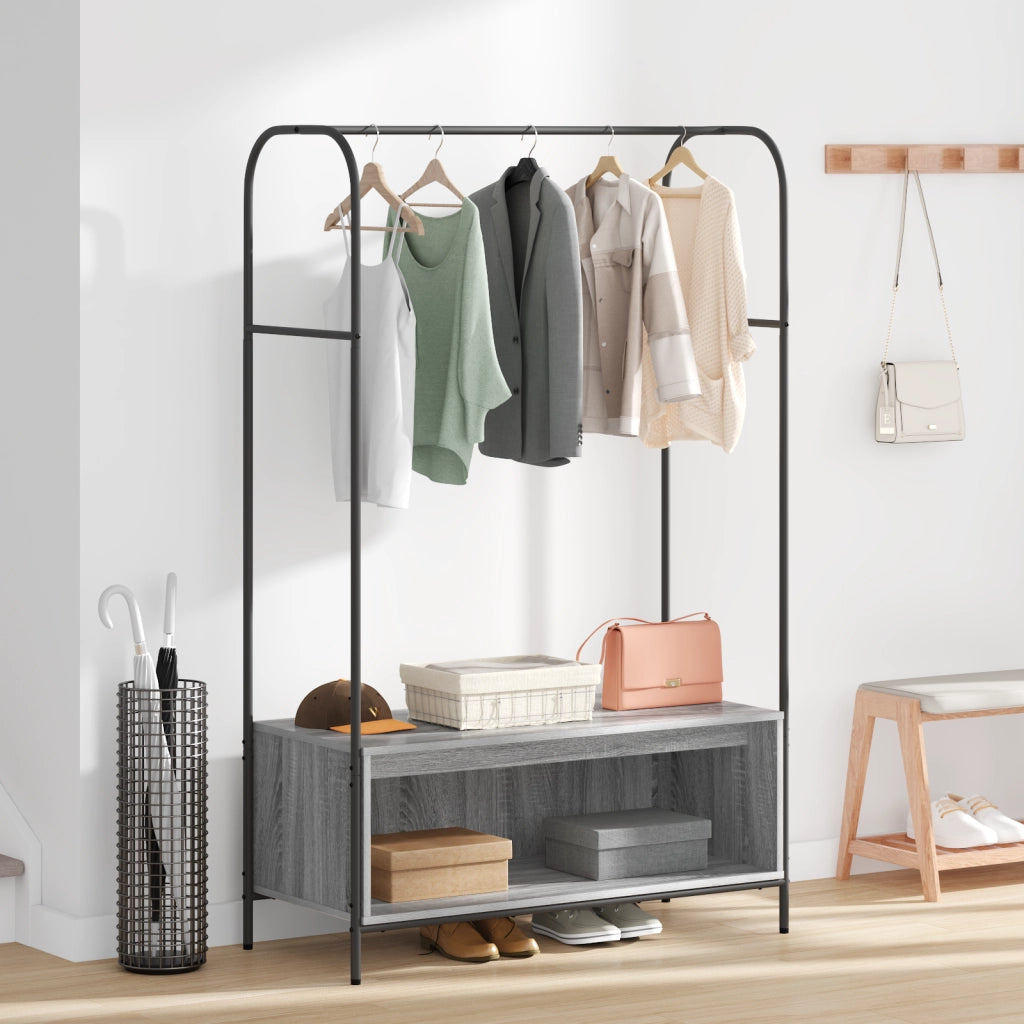 Appendiabiti con ripiani Grigio Sonoma 100x44x160 cm