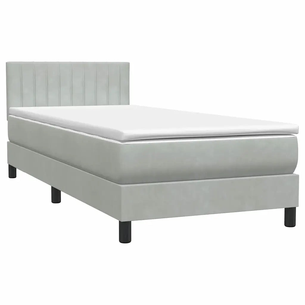 Giroletto a Molle con Materasso grigio chiaro 90x210 cm Velluto 3316383