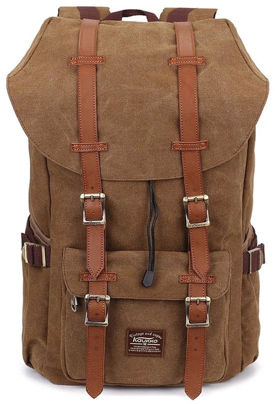 Borsa da viaggio in canapa vintage per donne e uomini con tasca per laptop da 14 pollici per scuola, università, viaggi, escursioni, 22L, (canapa marrone)