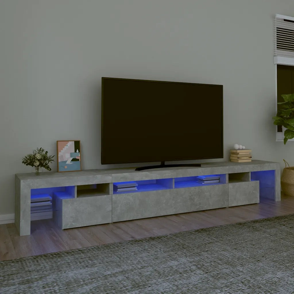 Mobile TV | Armadietto TV | Mobile Porta TV con Luci LED Grigio Cemento 260x36,5x40 cm