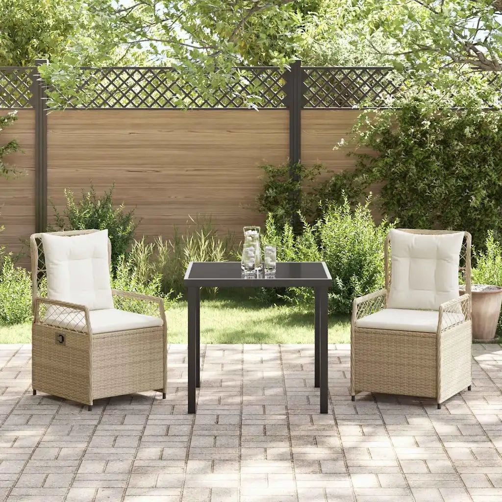 Set da Pranzo per Giardino 3 pcs Beige e Bianco Crema 3381009