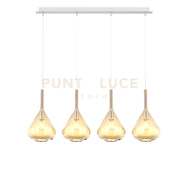 SOSPENSIONE BIANCO 4 LUCI RETTANGOLARE VETRI AMBRA 1177BI-S4 R-AM