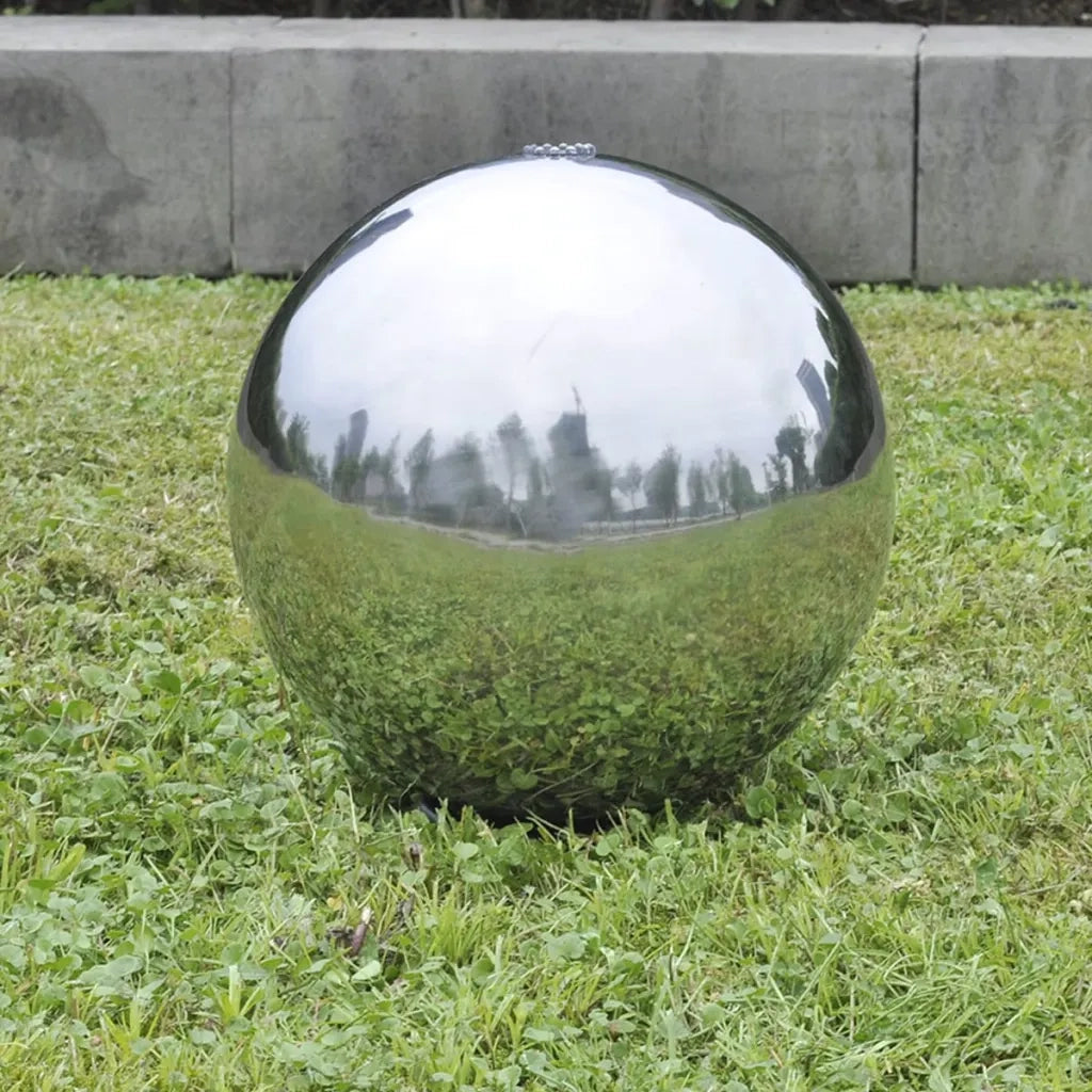 Fontana da Giardino a Sfera con LED in Acciaio Inox 40 cm 41684