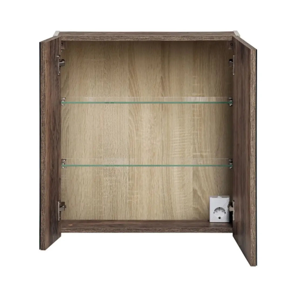 Mobile da bagno color tortora con specchi – 60 cm – 1 porta + ripiani