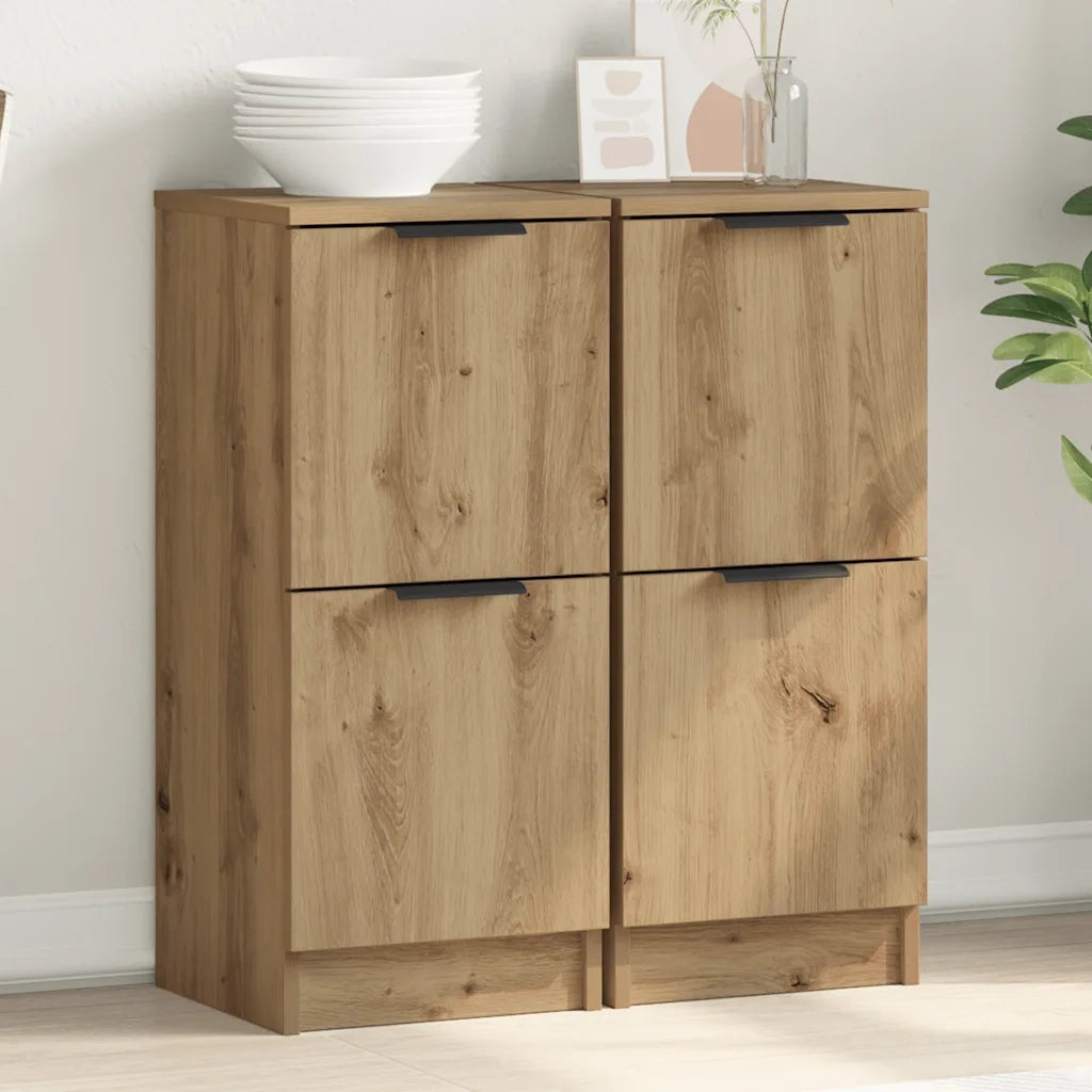 Credenze 2 pz Rovere Artigianale 30x30x70 cm Legno Multistrato