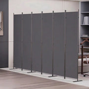Divisorio Paravent 6 Pannelli ¨C MINIMAL ¨C Grigio, 304x180 cm, per Ufficio e Soggiorno