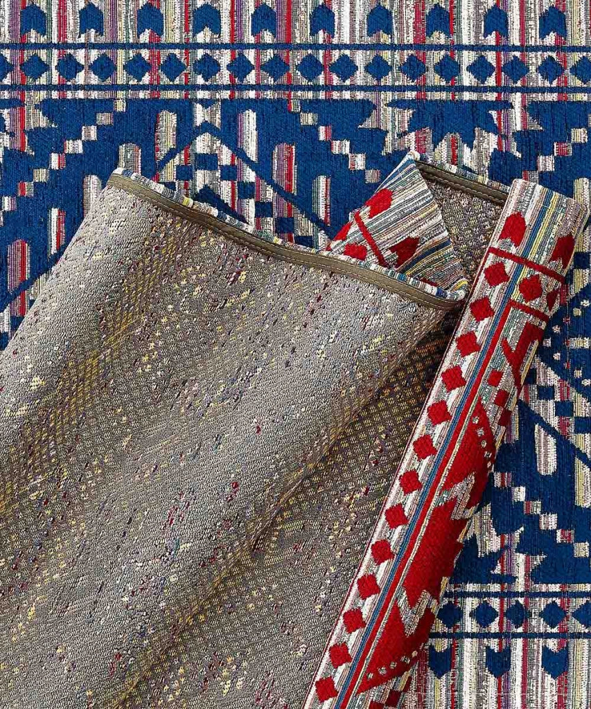 Tappeto Arredo KENYA BLU salotto soggiorno camera, disegno kilim etnico africano, multiuso lavabile antiscivolo cm.175x240