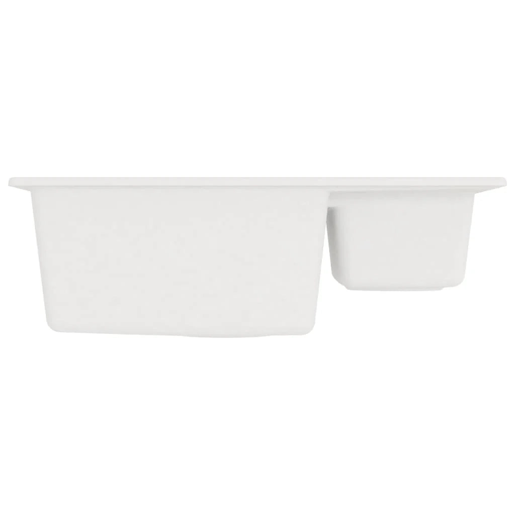 Lavello doppio da cucina con foro troppopieno 58 x 44 cm granito bianco 02_0004378