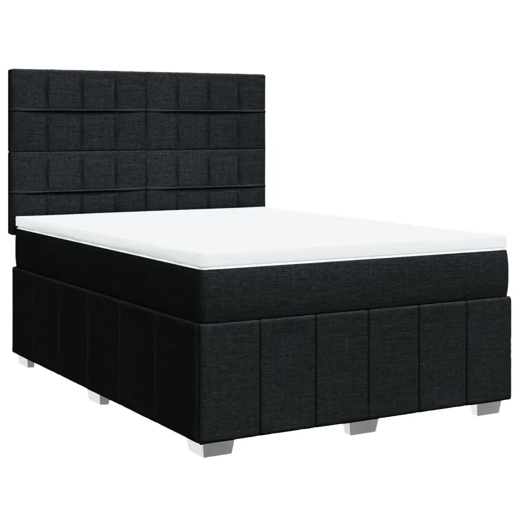 Giroletto a Molle con Materasso Nero 140x200 cm in Tessuto