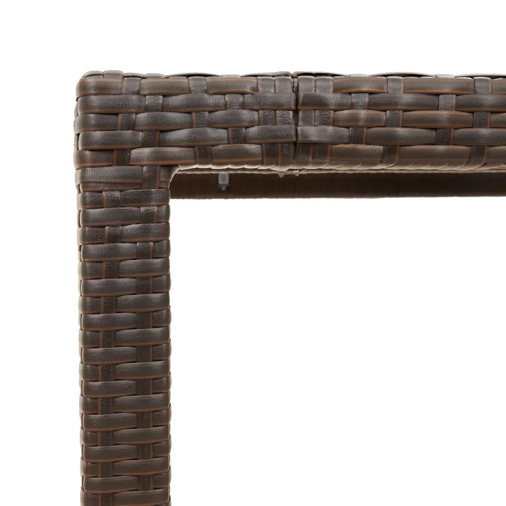 Tavolo Giardino Piano in Vetro Marrone 190x90x75 cm Polyrattan