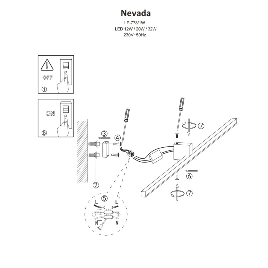Applique bagno Nevada M bianca LED 12W IP44 4000K 1500lm