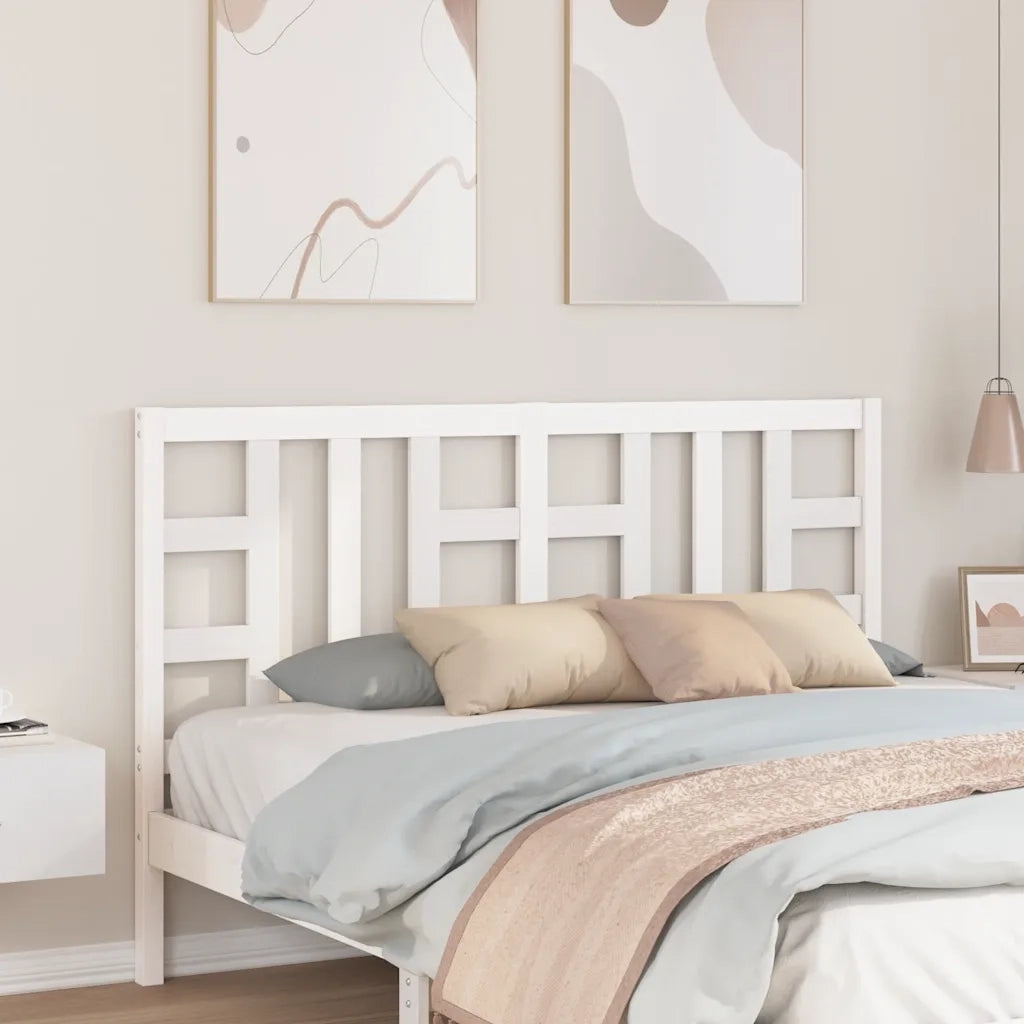 Testiera | Testata per Letto Bianca 156x4x100 cm Legno Massello di Pino