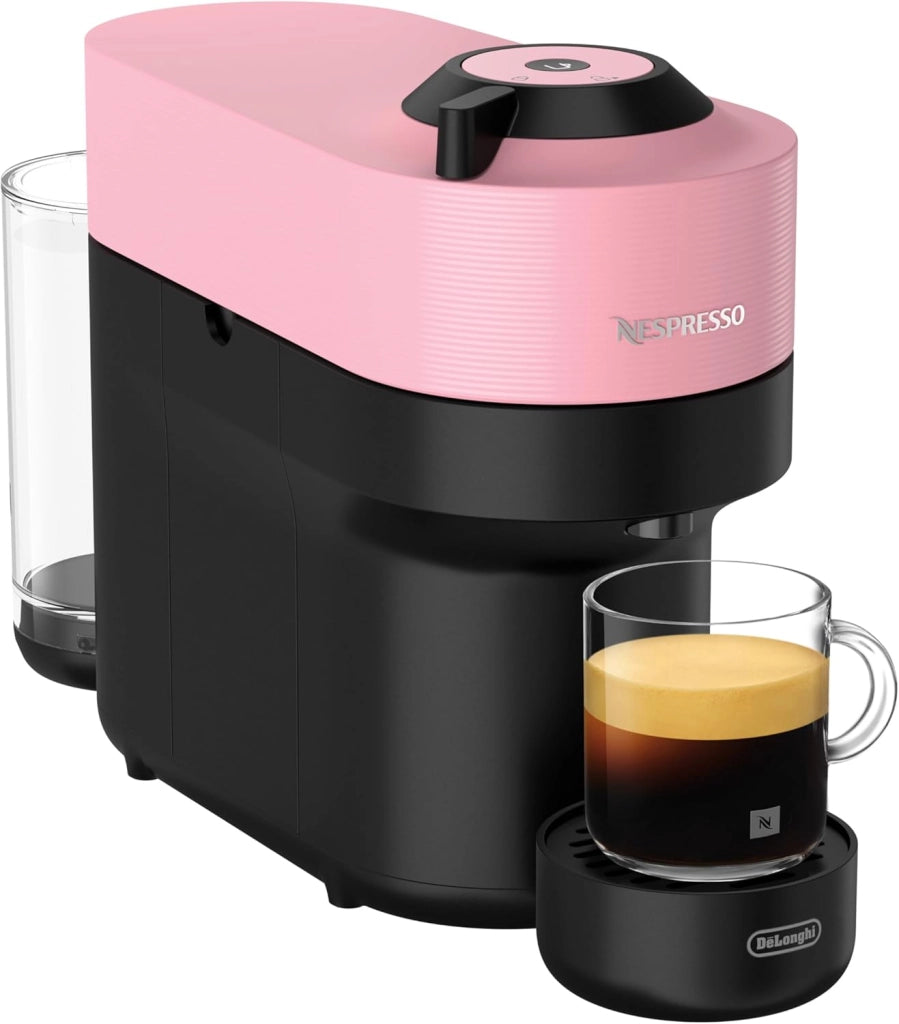 Nespresso De'Longhi Macchina Da Caffè A Capsule Vertuo Pop ENV90.P, Funzione Cold Brew, 4 Dimensioni Di Tazza, Connettività Bluetooth E WLAN, Pacchetto Di Benvenuto, Rosa