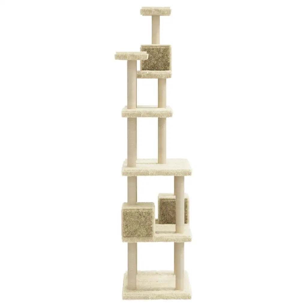 Albero per Gatti con Tiragraffi in Sisal Crema 188 cm 171488