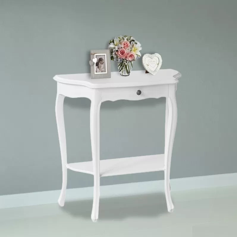 Consolle 1 cassetto shabby legno bianco opaco 75x35x75 - Mobili 2G