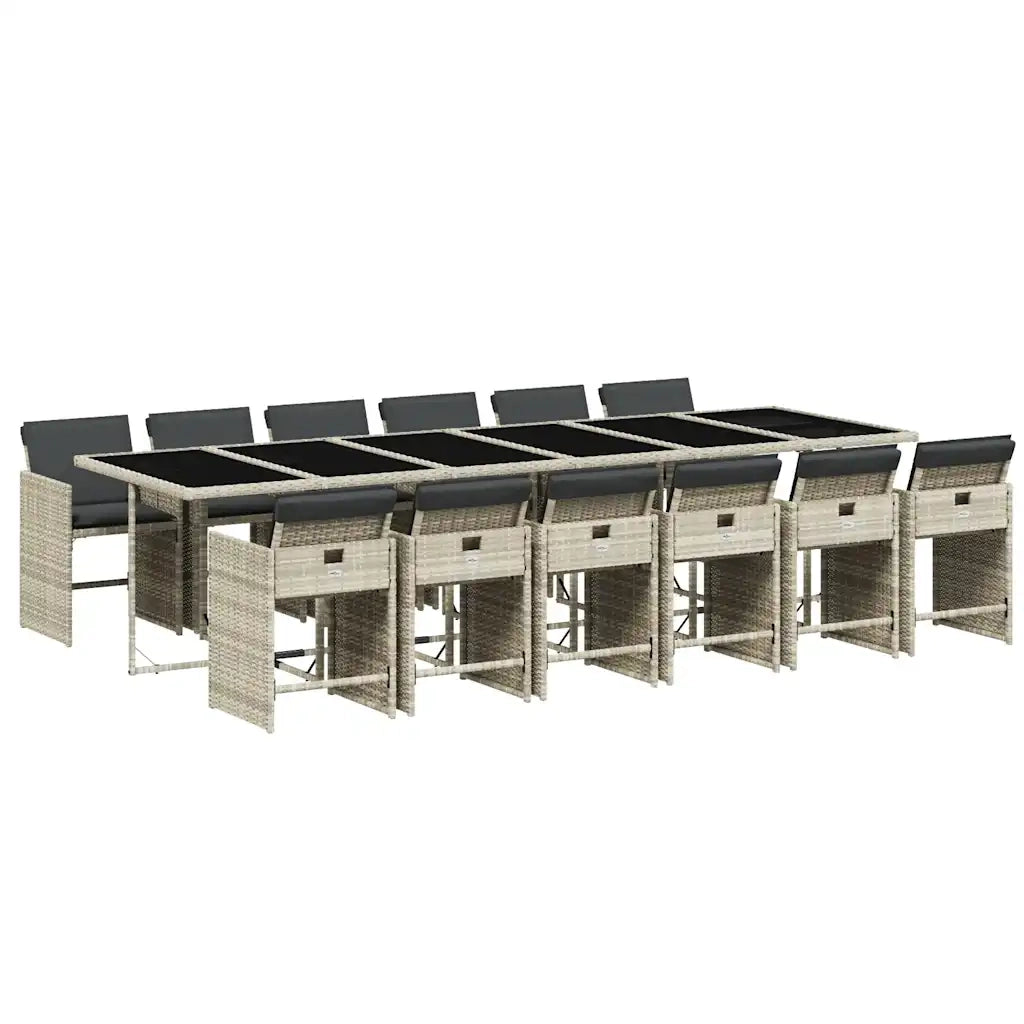 Set da Pranzo da Giardino 13pz con Cuscini Grigio in Polyrattancod mxl 88561