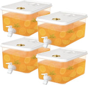Set da 4 x 5 L Dispensatore di Bevande con Rubinetto | Dispensatore di Acqua in Plastica per Limonata, Succo, Acqua e Bevande Freddi | Dispensatore di Bevande per Feste e Partite