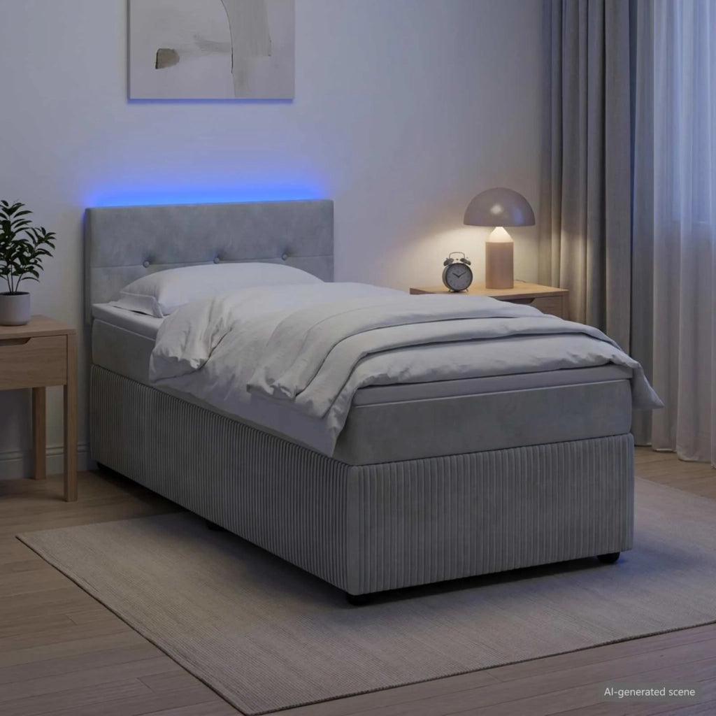 Letto box spring con materasso Grigio Chiaro 90 x 190 cm 3453047