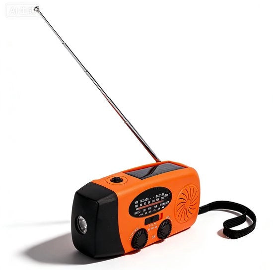 Radio portatile con energia solare e maniglia - Ricezione NOAA AM FM - Radio meteorologica - Caricatore per dispositivi mobili - Lampada LED da tasca - Batteria 2000mAh - Radio meteorologica portatile