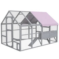 Pollaio recinto per galline, accessibile, resistente alle intemperie, 280 x 185,5 x 188 cm, Grigio
