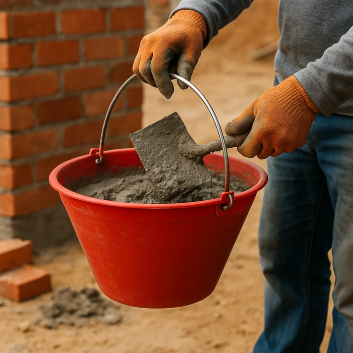 Calderina secchio muratore plastica rosso 12 l diametro 34 cm manico metallo