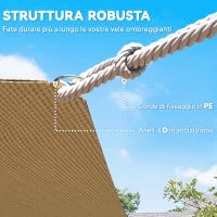 Tenda a Vela Parasole Rettangolare 4 x 6m, Tenda da Sole Protezione Raggi UV in HDPE 185g/㎡, Giallo