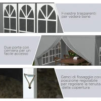 Gazebo da Esterno 3x3 m Pieghevole con 4 Pannelli Laterali, in Acciaio e Tessuto Oxford Grigio Chiaro