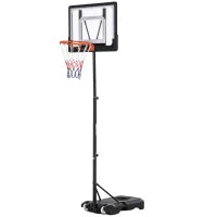 Canestro Basket Altezza Regolabile 160-210cm, Struttura in Acciaio e Base con Ruote, Tabellone in PE Trasparente