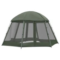 Tenda da Campeggio a 2 Ingressi per 6-8 Persone con Borsa, Funi e Picchetti, 493x493x240 cm, Verde