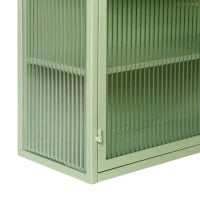 Credenza Moderna Ripostiglio a Due Ante con Vetrina e Ripiani a Tre Livelli per Ingresso, Soggiorno, Bagno e Sala da Pranzo, Verde